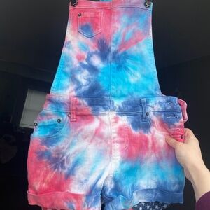 Tie dye size small 4/6 dungarees shortalls overalls American flag hippie boho